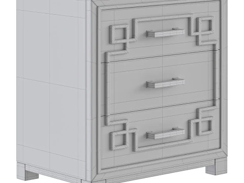 SAFAVIEH Raina Three Drawer Greek Key Night Stand Black 3D Model