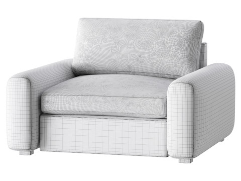 SERRAT WHITE PERFORMANCE FABRIC CHAIR AND A HALF 3D 模型