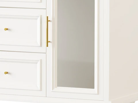 Sleek White Modern Sideboard Credenza 3D Model