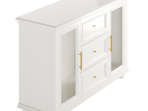 Sleek White Modern Sideboard Credenza 3D मॉडल