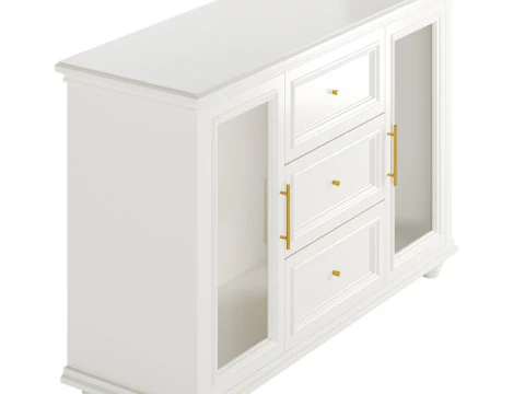 Sleek White Modern Sideboard Credenza 3D Model