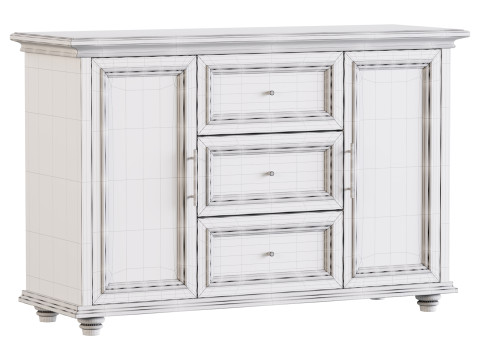 Sleek White Modern Sideboard Credenza 3D मॉडल