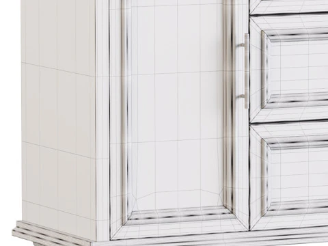 Sleek White Modern Sideboard Credenza 3D Model