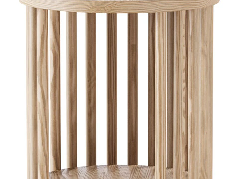 实木边桌 3D 模型