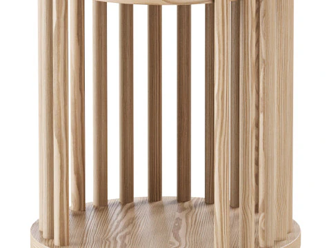 实木边桌 3D 模型