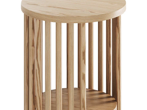 实木边桌 3D 模型