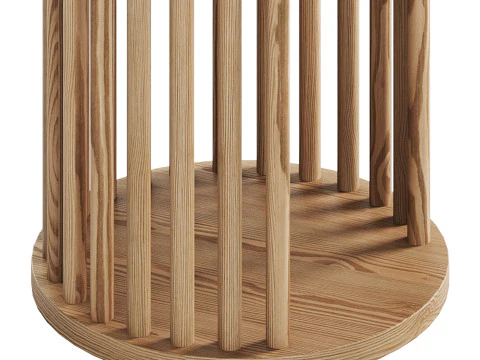 实木边桌 3D 模型