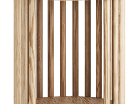 实木边桌 3D 模型