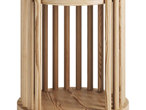 实木边桌 3D 模型