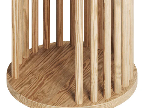 实木边桌 3D 模型