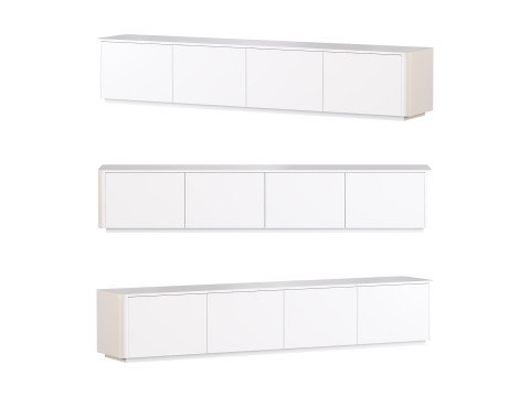 Stylish White TV Stand in Wood Model 3D