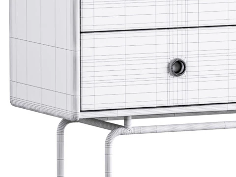 Stylish Wood Sideboard 3D Model