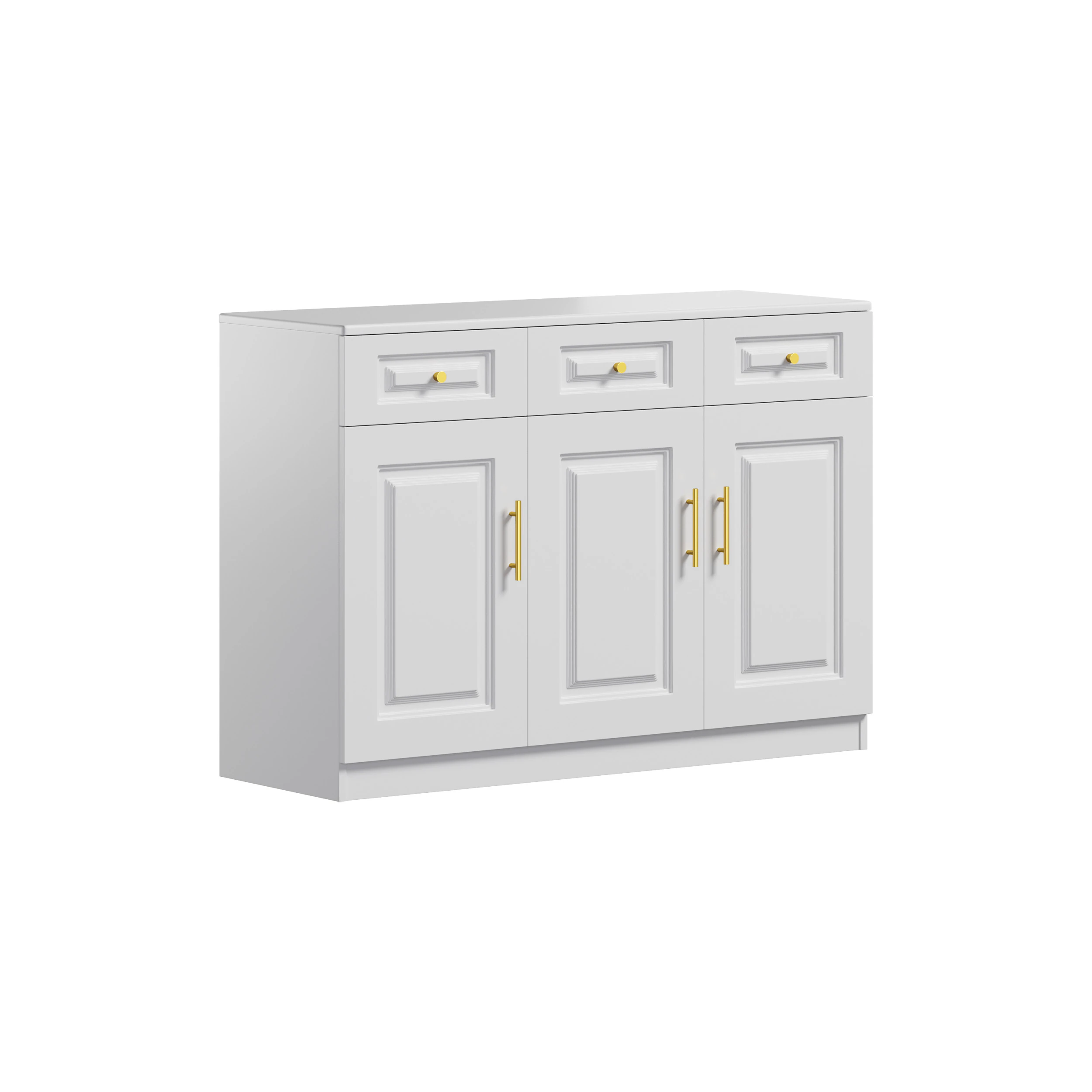 Sumptuous White Wood Sideboard Credenza 3D Model .c4d .max .obj .3ds .fbx .stl .blend 