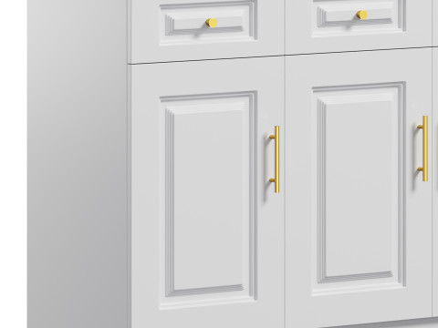 Sumptuous White Wood Sideboard Credenza 3D मॉडल