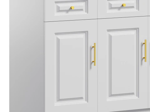 Sumptuous White Wood Sideboard Credenza 3D Model