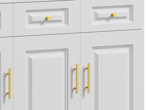 Sumptuous White Wood Sideboard Credenza 3D मॉडल