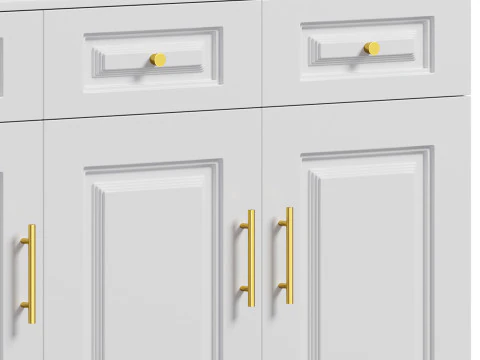 Sumptuous White Wood Sideboard Credenza 3D Model