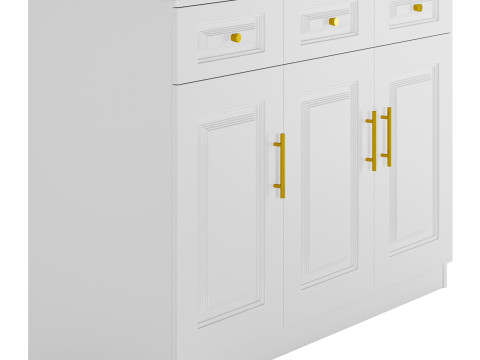 Sumptuous White Wood Sideboard Credenza 3D मॉडल