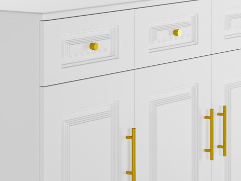 Sumptuous White Wood Sideboard Credenza 3D मॉडल