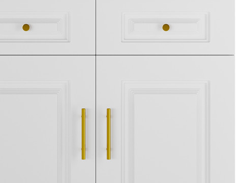 Sumptuous White Wood Sideboard Credenza 3D मॉडल