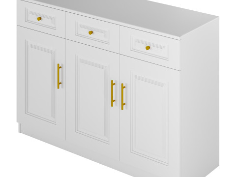 Sumptuous White Wood Sideboard Credenza 3D मॉडल
