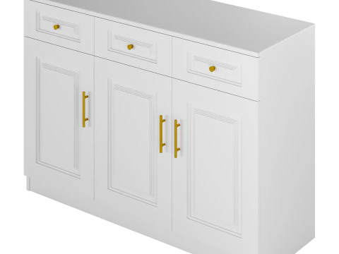 Sumptuous White Wood Sideboard Credenza 3D Model