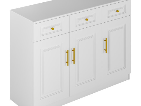 Sumptuous White Wood Sideboard Credenza 3D मॉडल