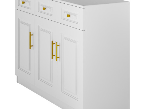Sumptuous White Wood Sideboard Credenza 3D मॉडल