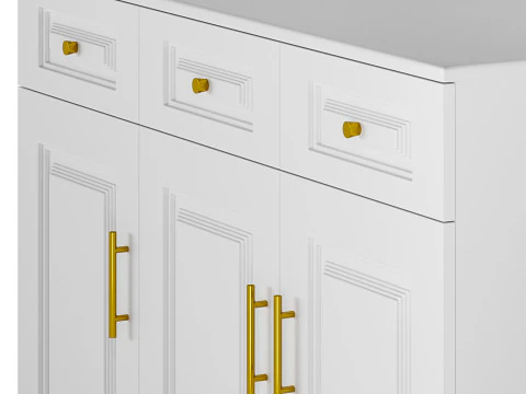 Sumptuous White Wood Sideboard Credenza 3D Model