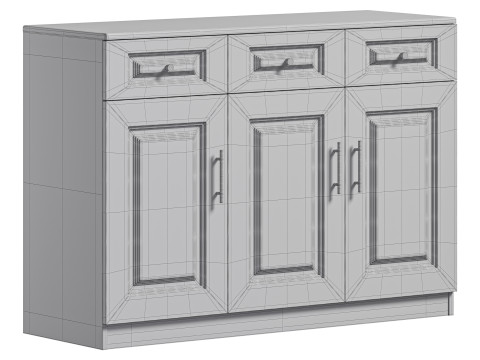 Sumptuous White Wood Sideboard Credenza 3D मॉडल
