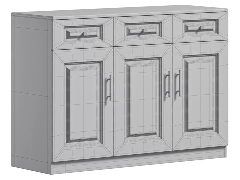 Sumptuous White Wood Sideboard Credenza 3D Model