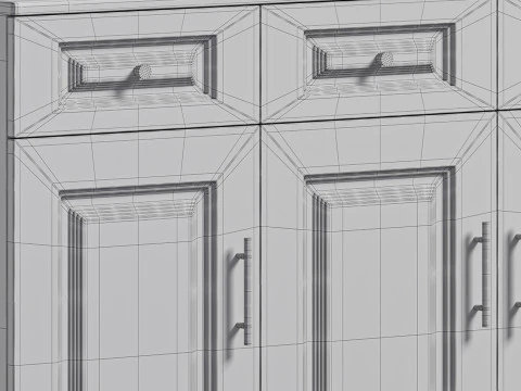 Sumptuous White Wood Sideboard Credenza 3D Model