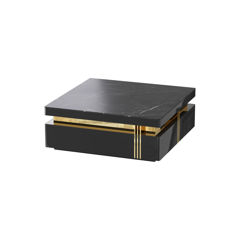 Trimied 43 Modern Black Square Storage Coffee Table Stone Top 4 Wood Drawers Model 3D .c4d .max .obj .3ds .fbx .stl .blend 
