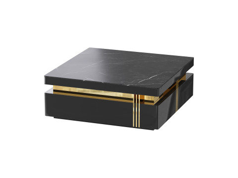 Trimied 43 Modern Black Square Storage Coffee Table Stone Top 4 Wood Drawers 3Dモデル