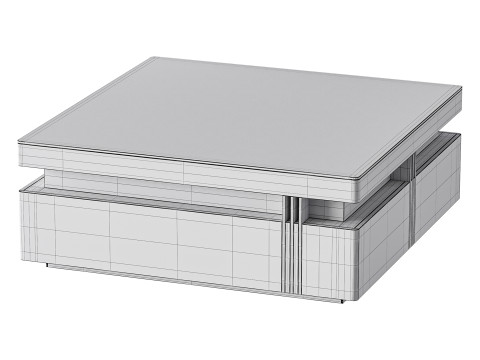 Trimied 43 Modern Black Square Storage Coffee Table Stone Top 4 Wood Drawers Model 3D
