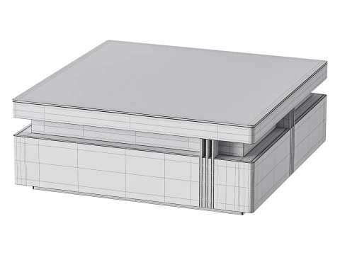 Trimied 43 Modern Black Square Storage Coffee Table Stone Top 4 Wood Drawers 3D Model