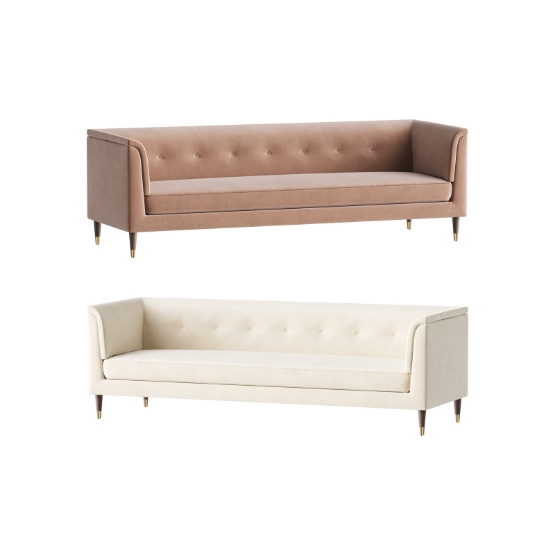 TUFTED CREAM WHITE VELVET SOFA 3Dモデル .c4d .max .obj .3ds .fbx .stl .blend 
