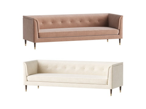 TUFTED CREAM WHITE VELVET SOFA 3D 模型