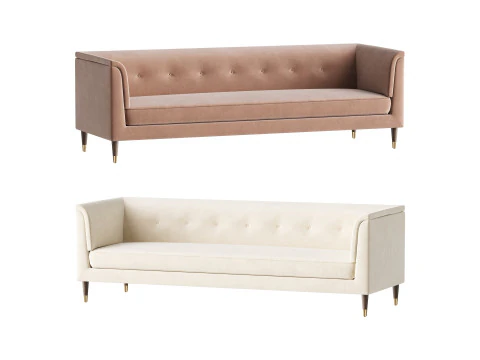 SOF&Aacute; CAPITOL DE TERCIOPELO BLANCO CREMA Modelo 3D