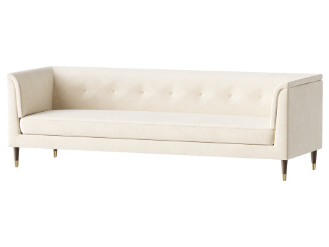 TUFTED CREAM WHITE VELVET SOFA 3Dモデル