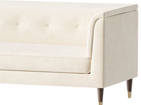TUFTED CREAM WHITE VELVET SOFA 3Dモデル