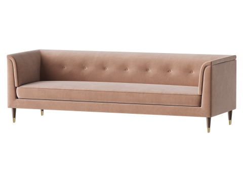 TUFTED CREAM WHITE VELVET SOFA 3Dモデル