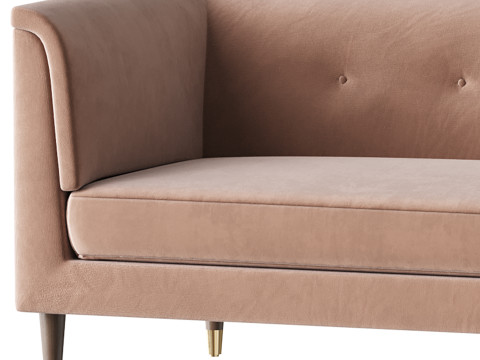 TUFTED CREAM WHITE VELVET SOFA 3Dモデル