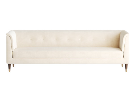 TUFTED CREAM WHITE VELVET SOFA 3Dモデル