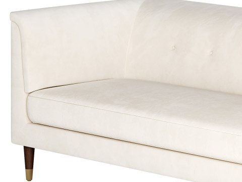 TUFTED CREAM WHITE VELVET SOFA 3Dモデル