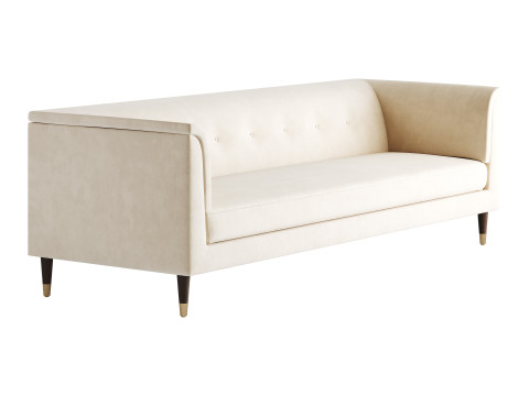 TUFTED CREAM WHITE VELVET SOFA 3Dモデル