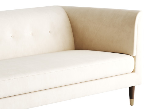 TUFTED CREAM WHITE VELVET SOFA 3Dモデル