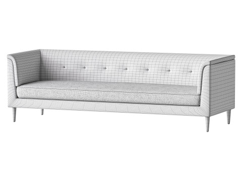 TUFTED CREAM WHITE VELVET SOFA 3Dモデル