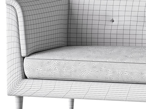 TUFTED CREAM WHITE VELVET SOFA 3Dモデル