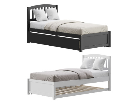 Twin Size Platform Bed Wood Bed 3D-Modell